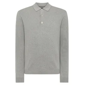 3-Button Long-Sleeve Polo - Grey