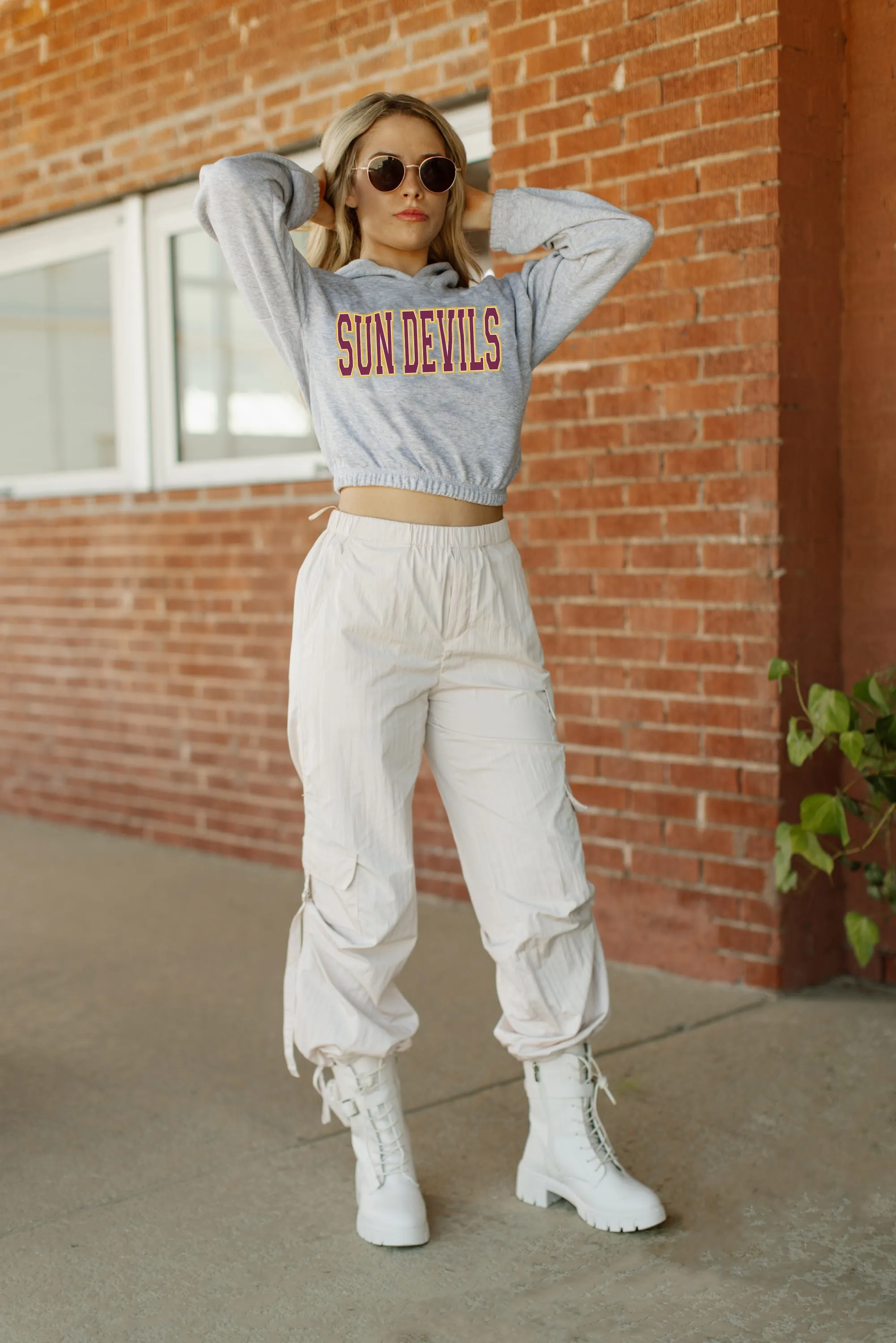 ARIZONA STATE SUN DEVILS HEADED TO VICTORY BANDED CROPPED HOODIE BY MADI PREWETT TROUTT