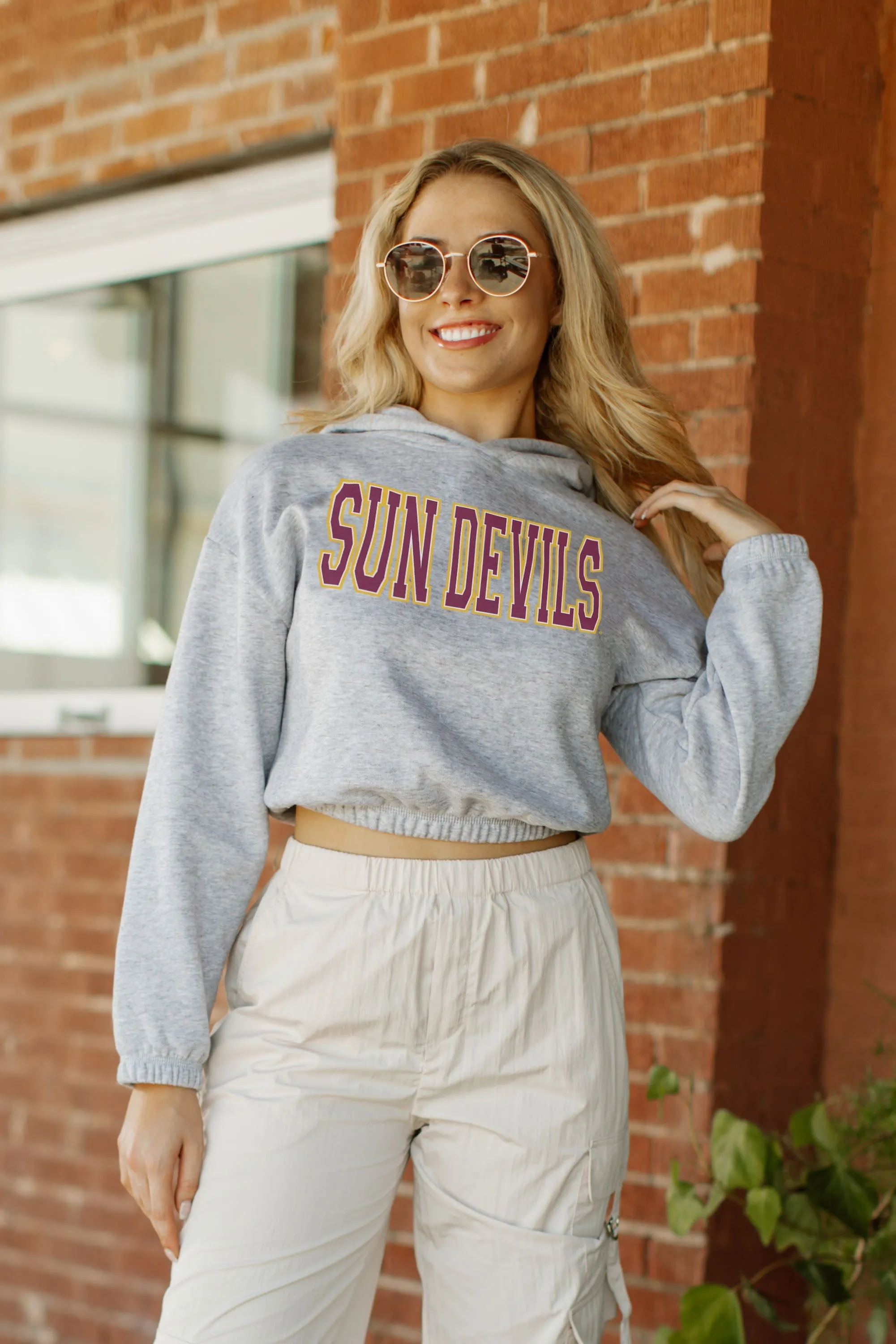 ARIZONA STATE SUN DEVILS HEADED TO VICTORY BANDED CROPPED HOODIE BY MADI PREWETT TROUTT