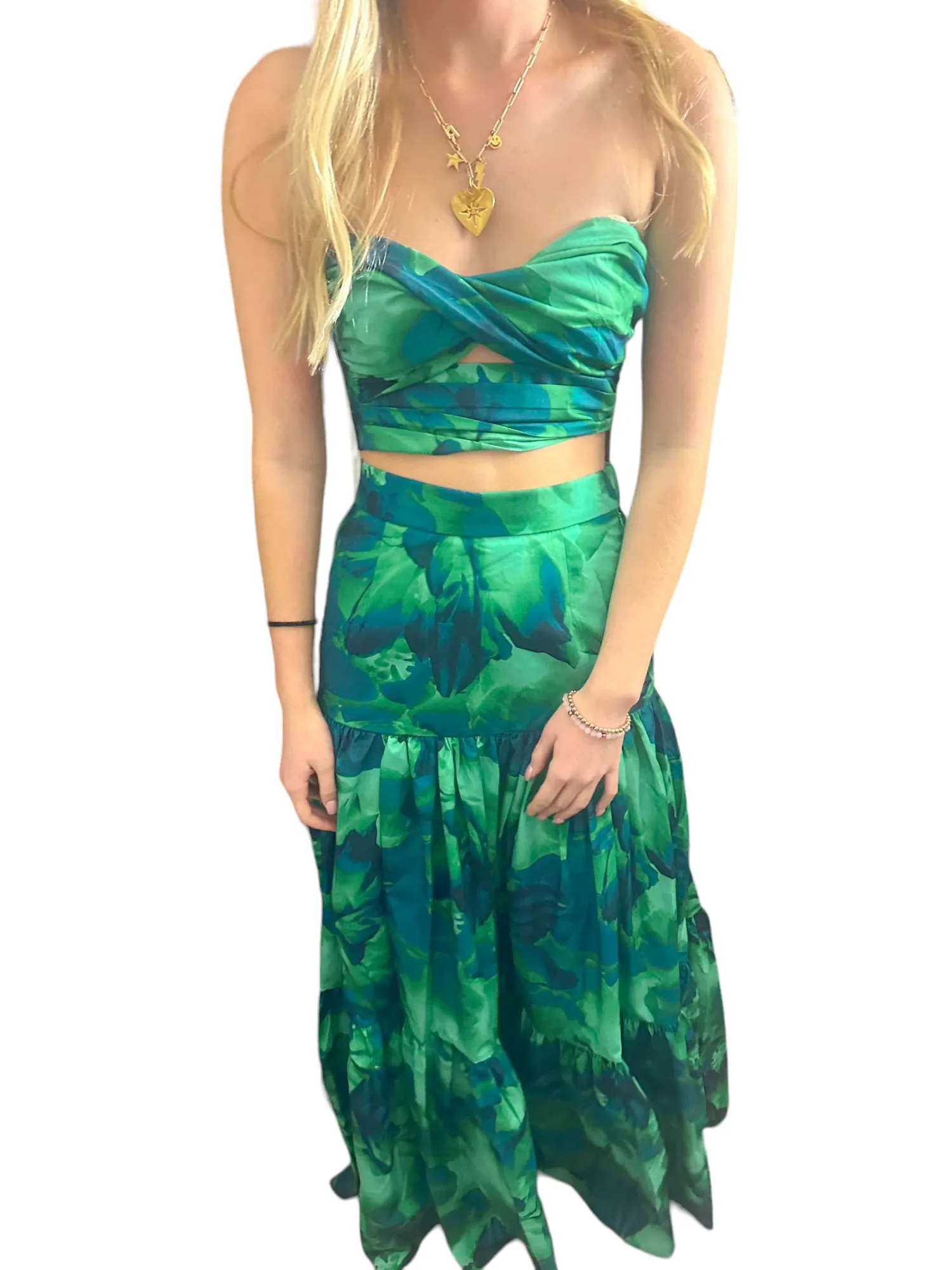 Ayla Calista Beach Chic Maxi Set in Vibrant Green