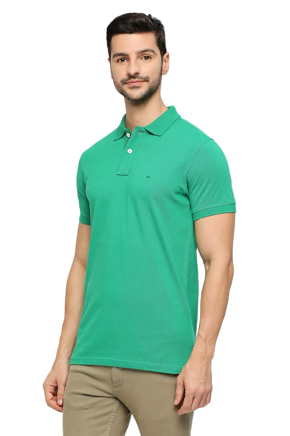 Basics Muscle Fit Cotton Solid Polo T-shirts