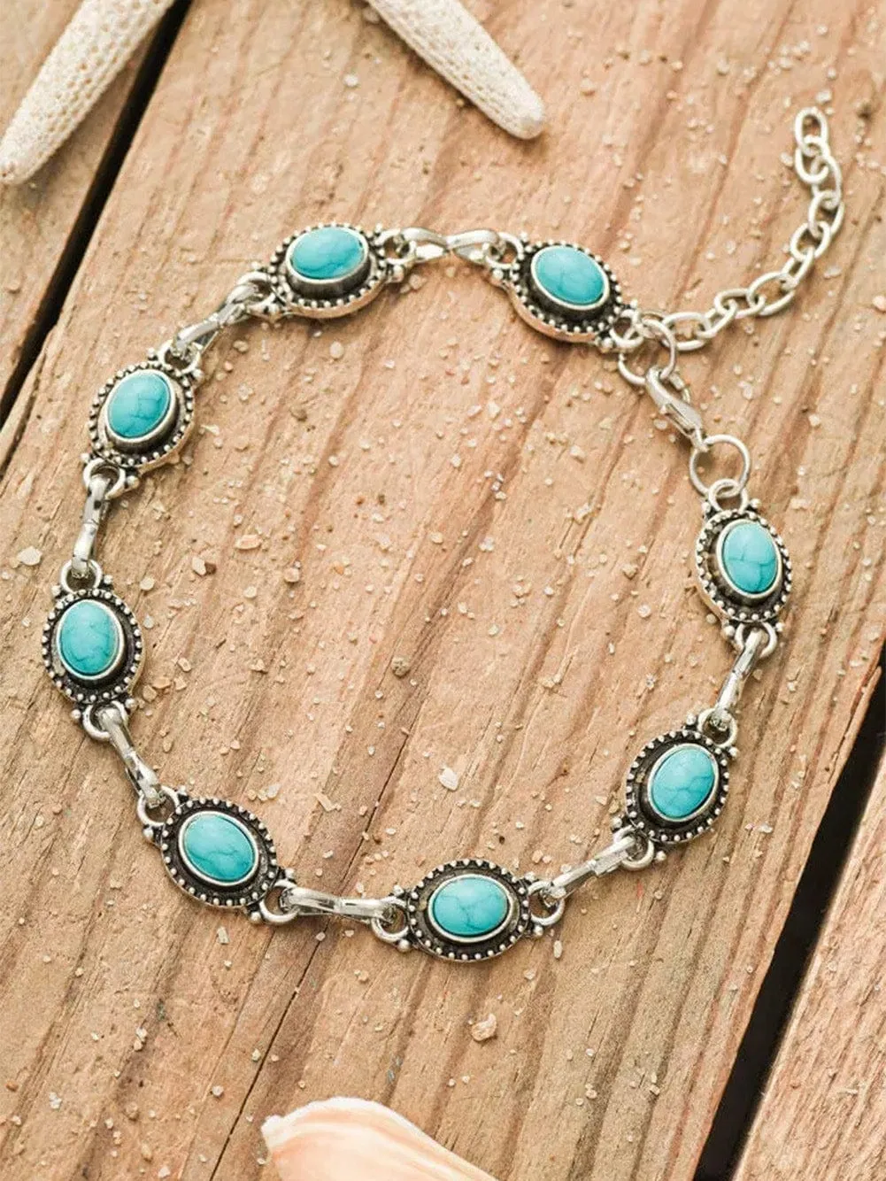 Boho Chic Turquoise Adjustable Anklet