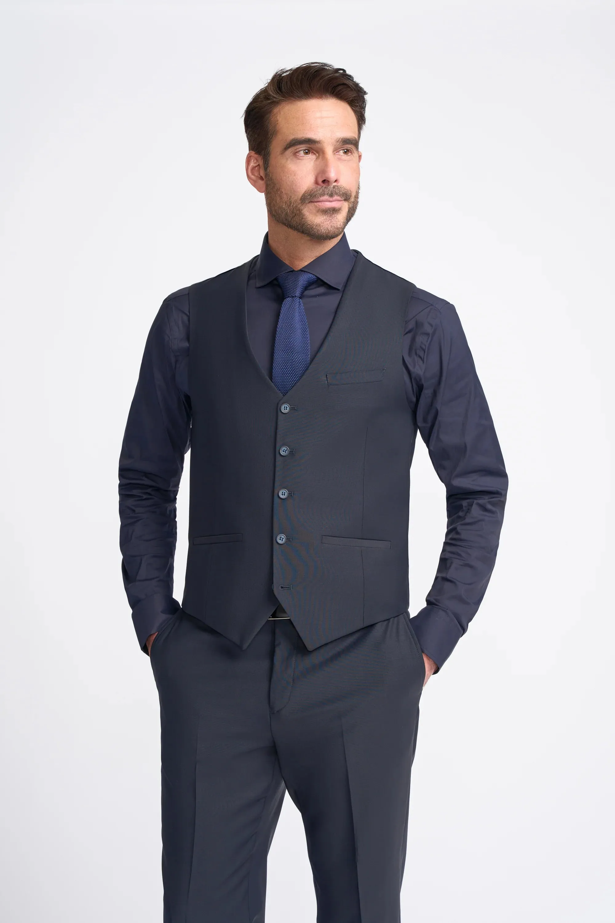 Bond - Men's Dark Navy 3 Piece Tailored Fit Suit