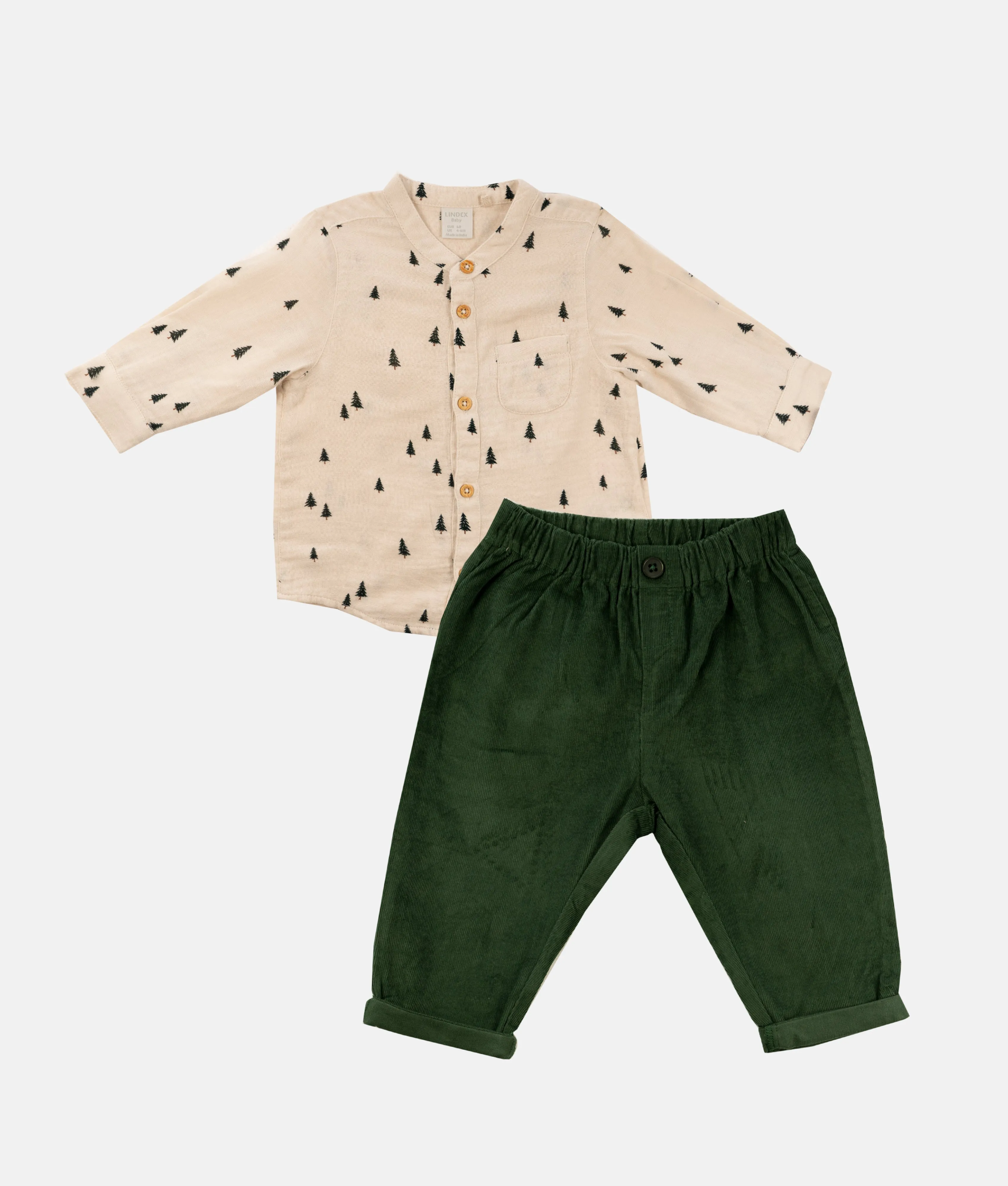 Boys Casual Shirt & Trousers Set -  Green