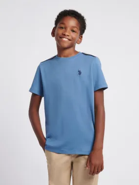 Boys Taped Interlock T-Shirt in Blue Horizon