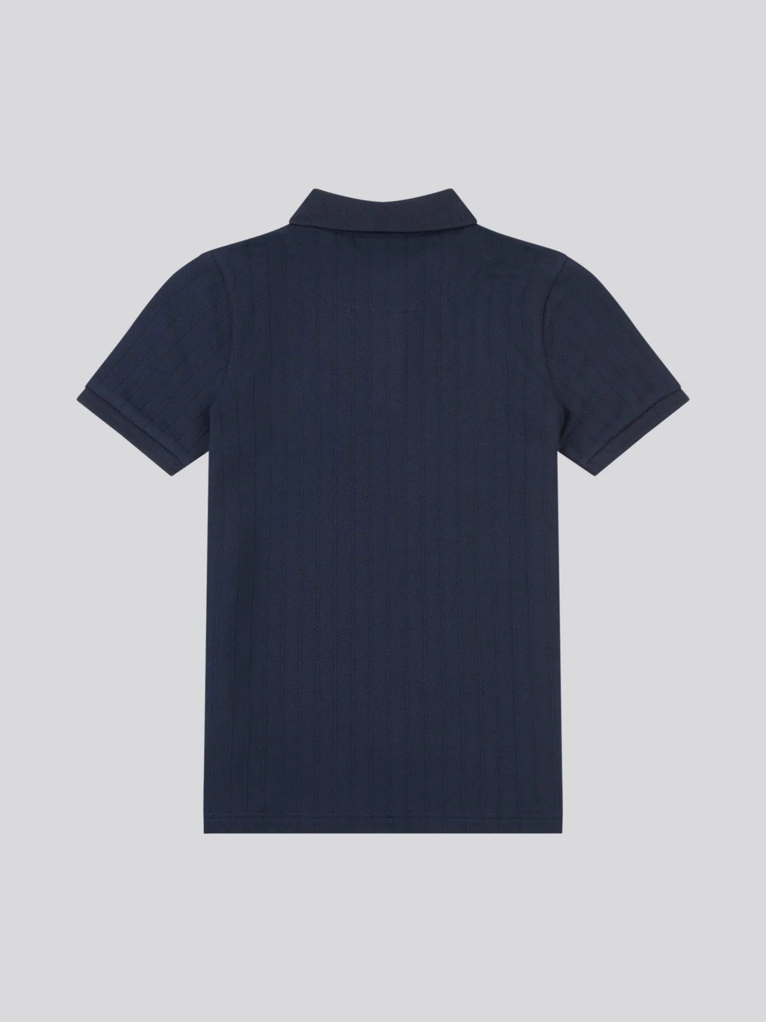 Boys Vertical Texture Polo Shirt in Dark Sapphire Navy / Moonlight Blue DHM