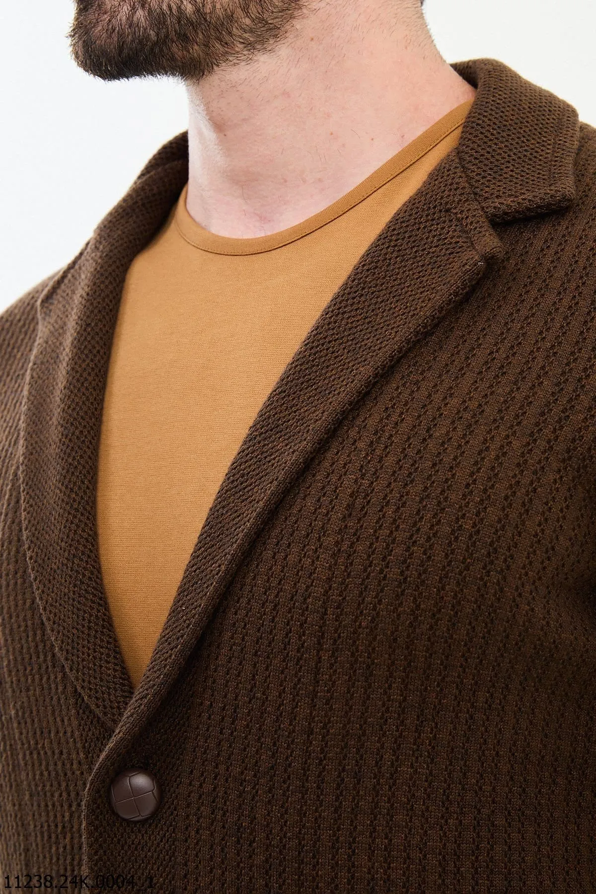 Brabion Dante Slim Fit Brown Knitwear Cardigan Sweater