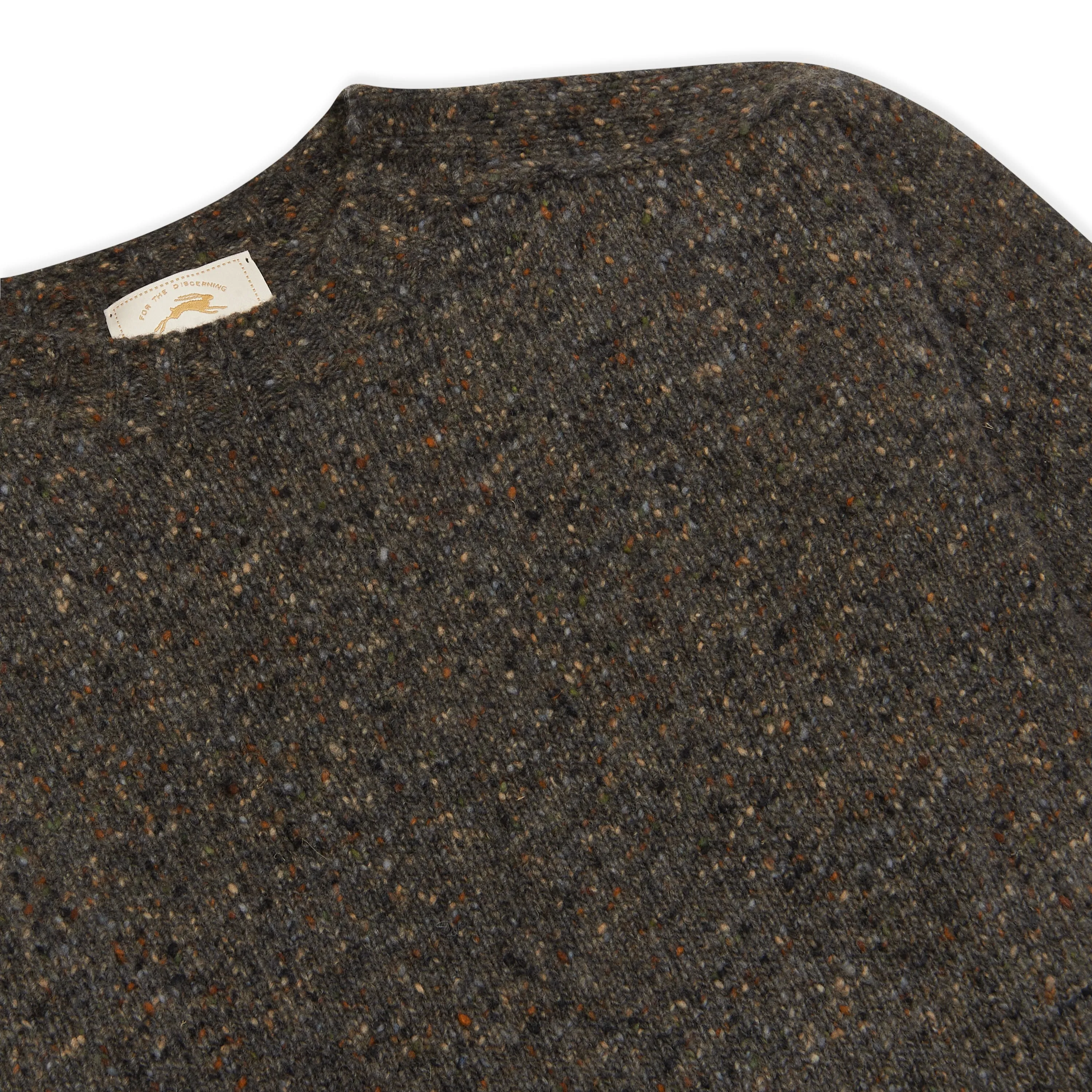 Burrows & Hare Merino Donegal Crew Neck Jumper - Dark Grey