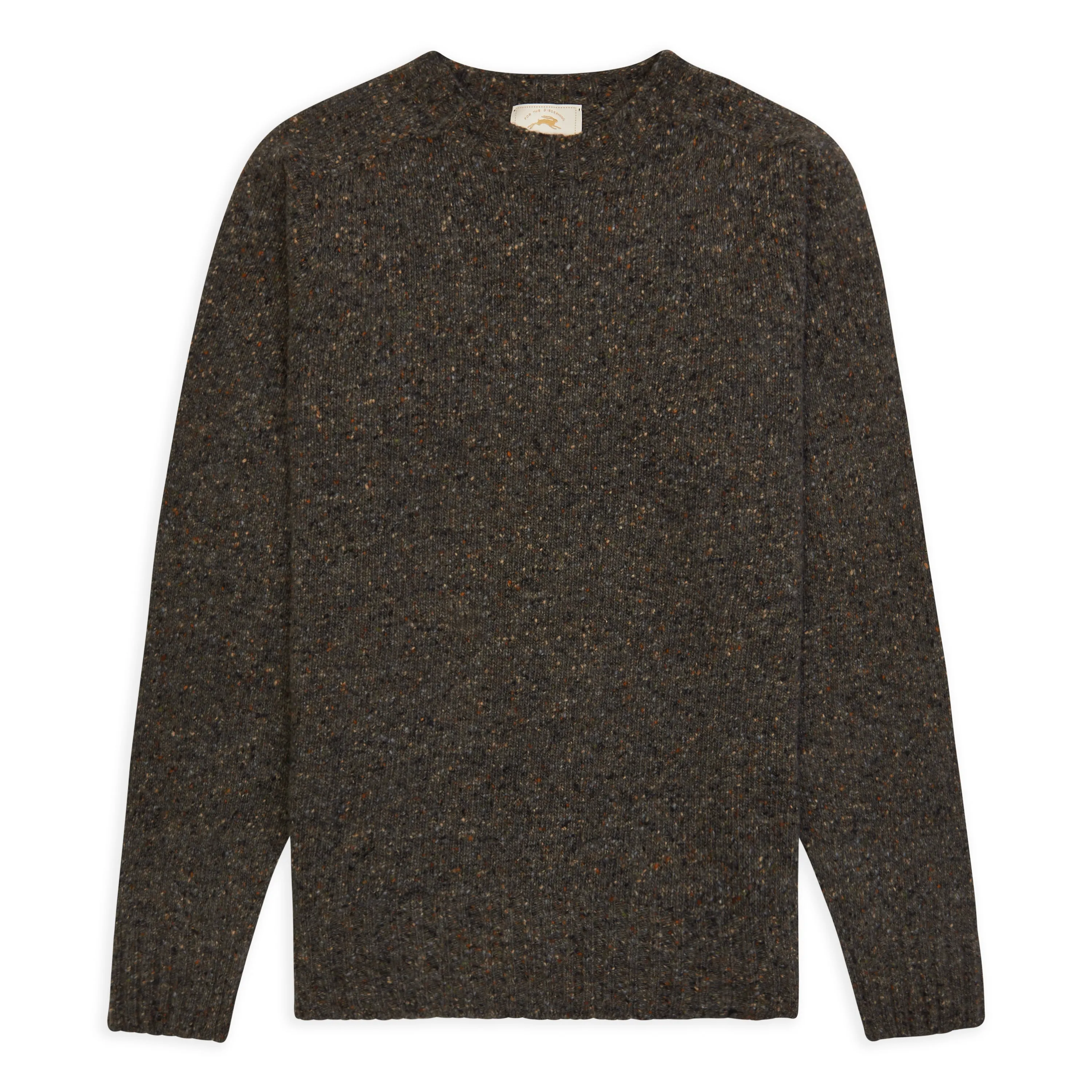 Burrows & Hare Merino Donegal Crew Neck Jumper - Dark Grey