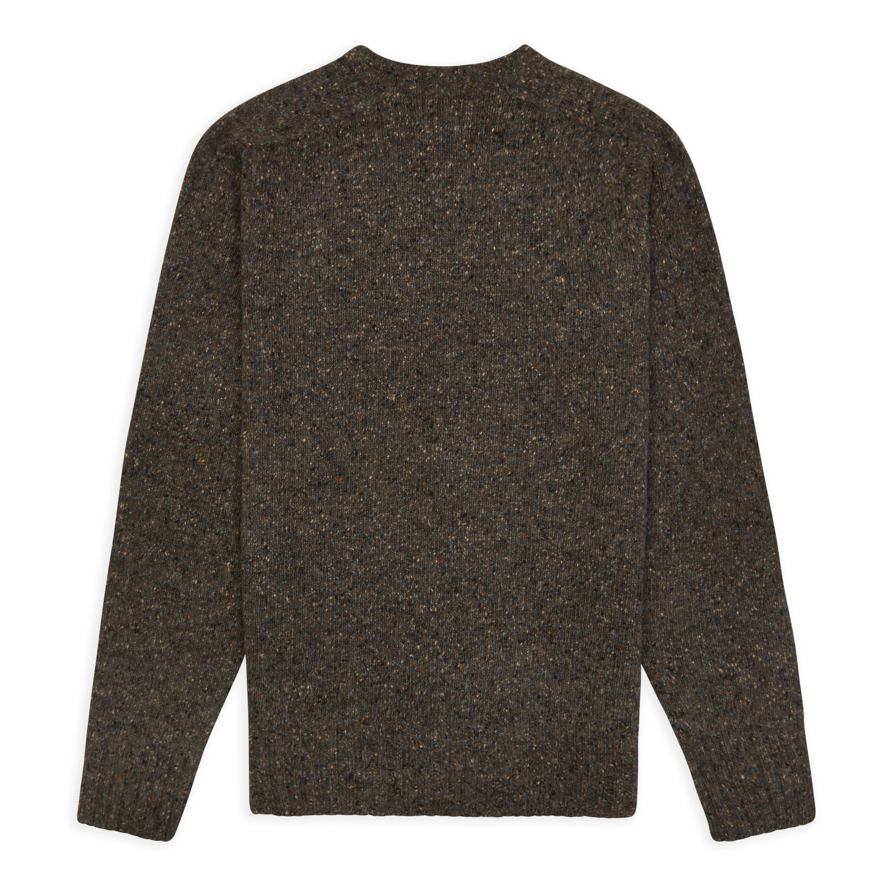 Burrows & Hare Merino Donegal Crew Neck Jumper - Dark Grey