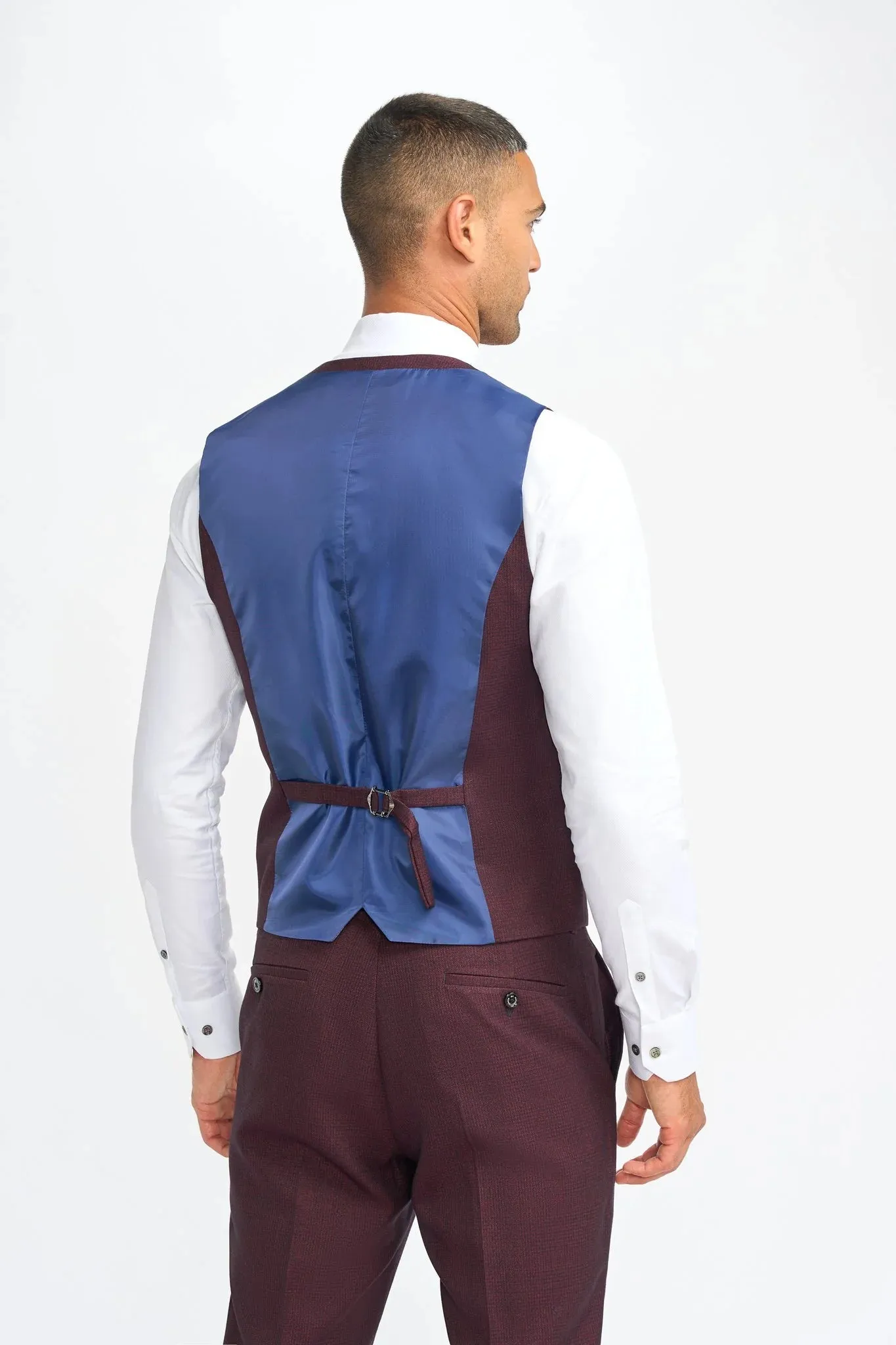 Caridi - Men's Burgundy Checked Waistcoat