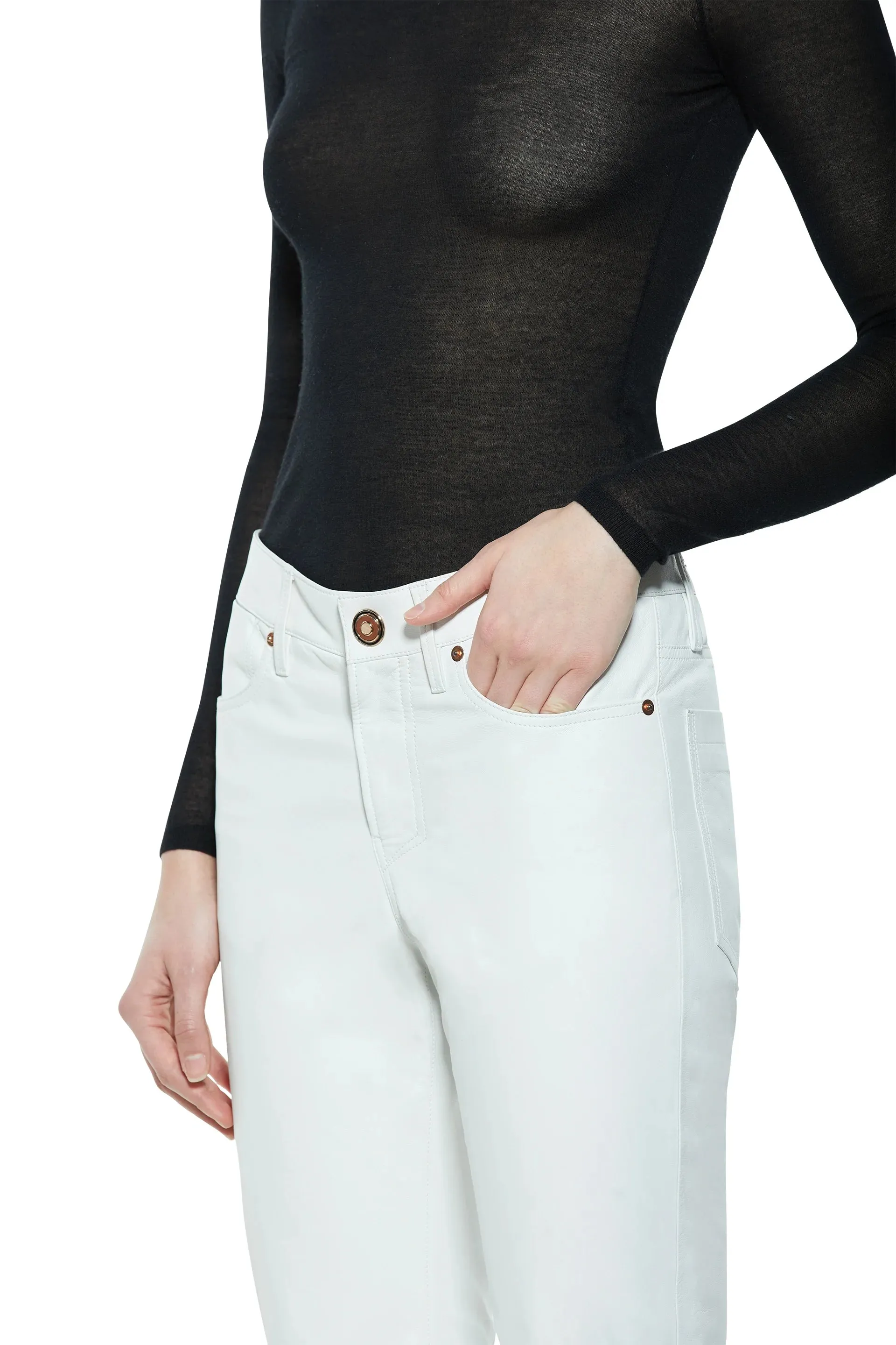 Charles Pant in White Nappa Leather