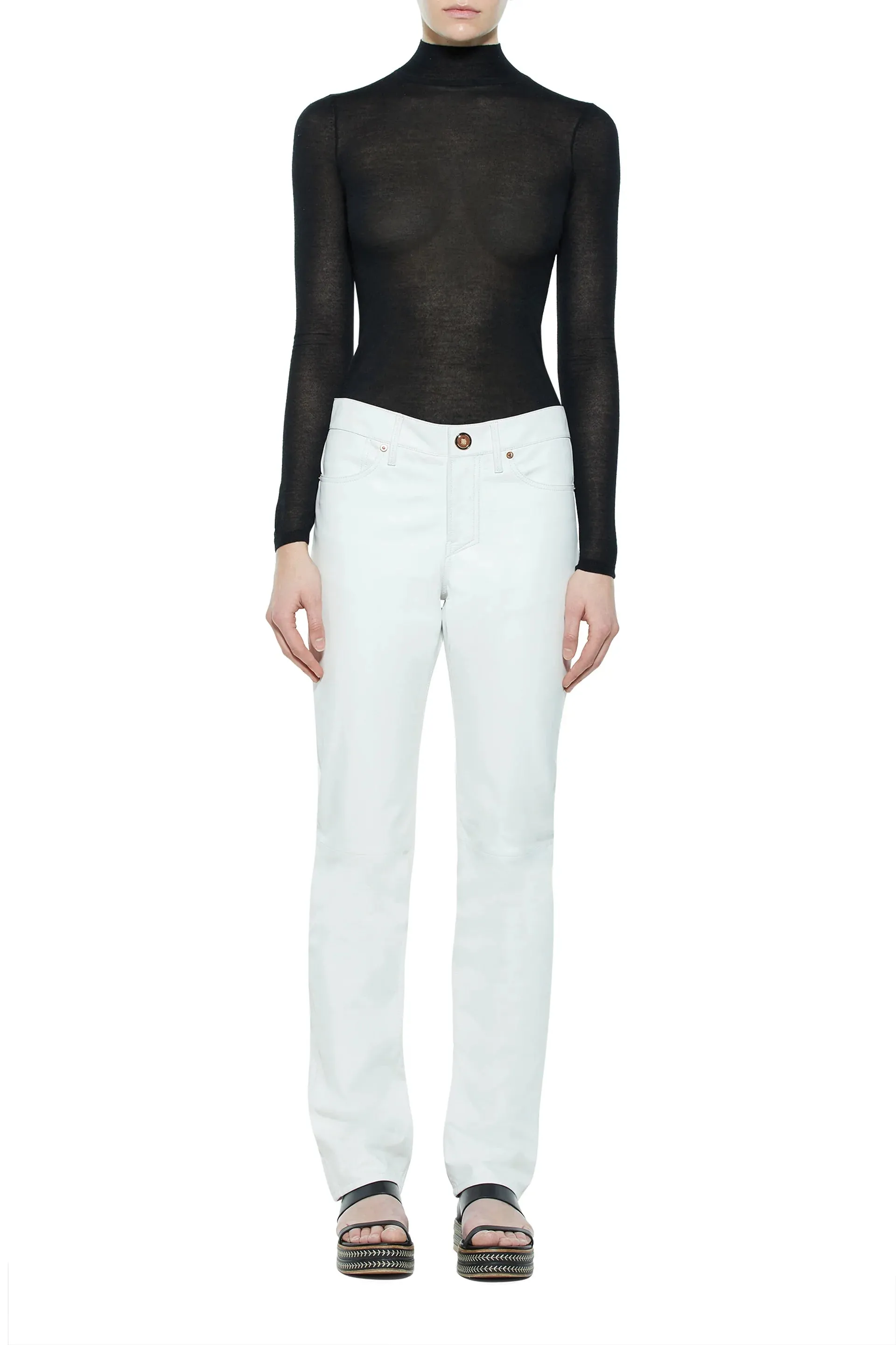 Charles Pant in White Nappa Leather