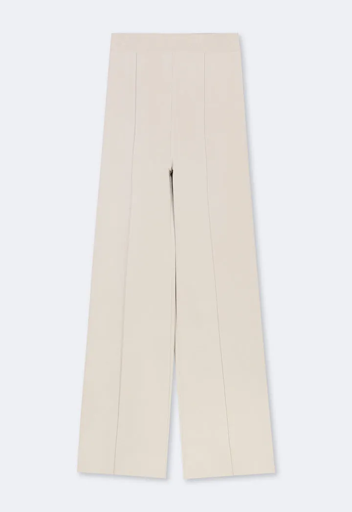 Choice Solid Pin Tuck Wide Leg Trousers Sand