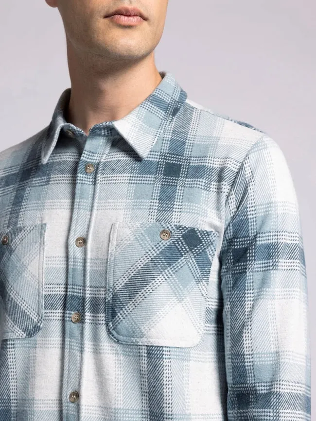 Clark Shirt - Long Sleeve Button Up   CREAM TEAL PLAID