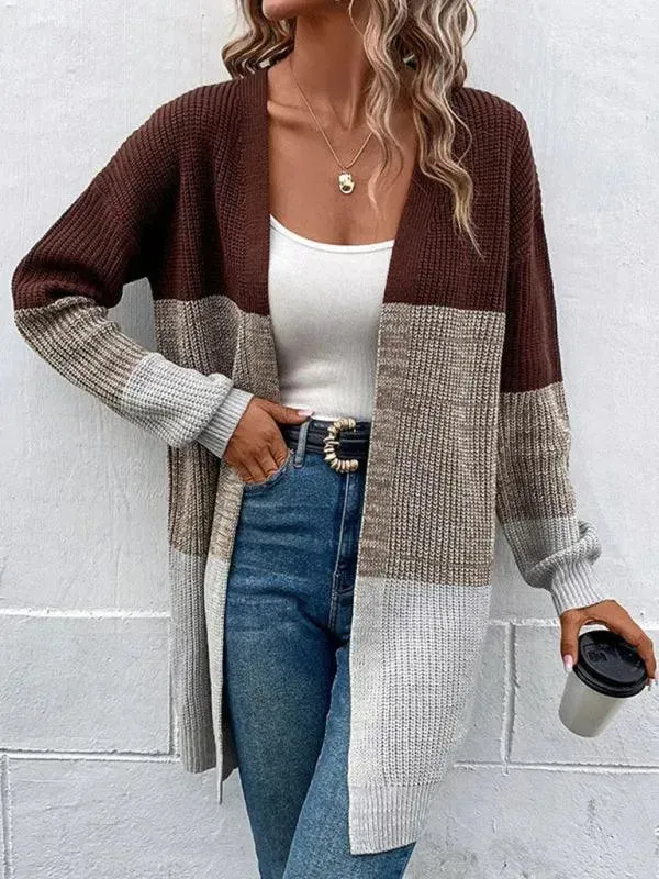 Color-Blocking Women Cardigan Sweater