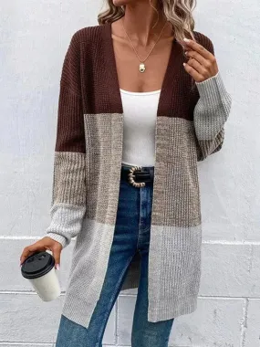 Color-Blocking Women Cardigan Sweater