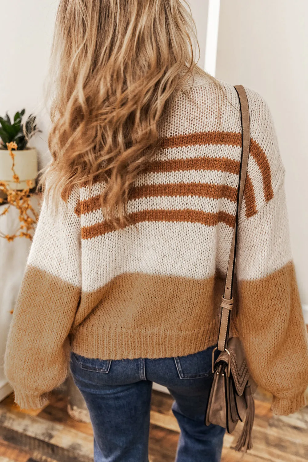 Colorblock Striped Open Cardigan