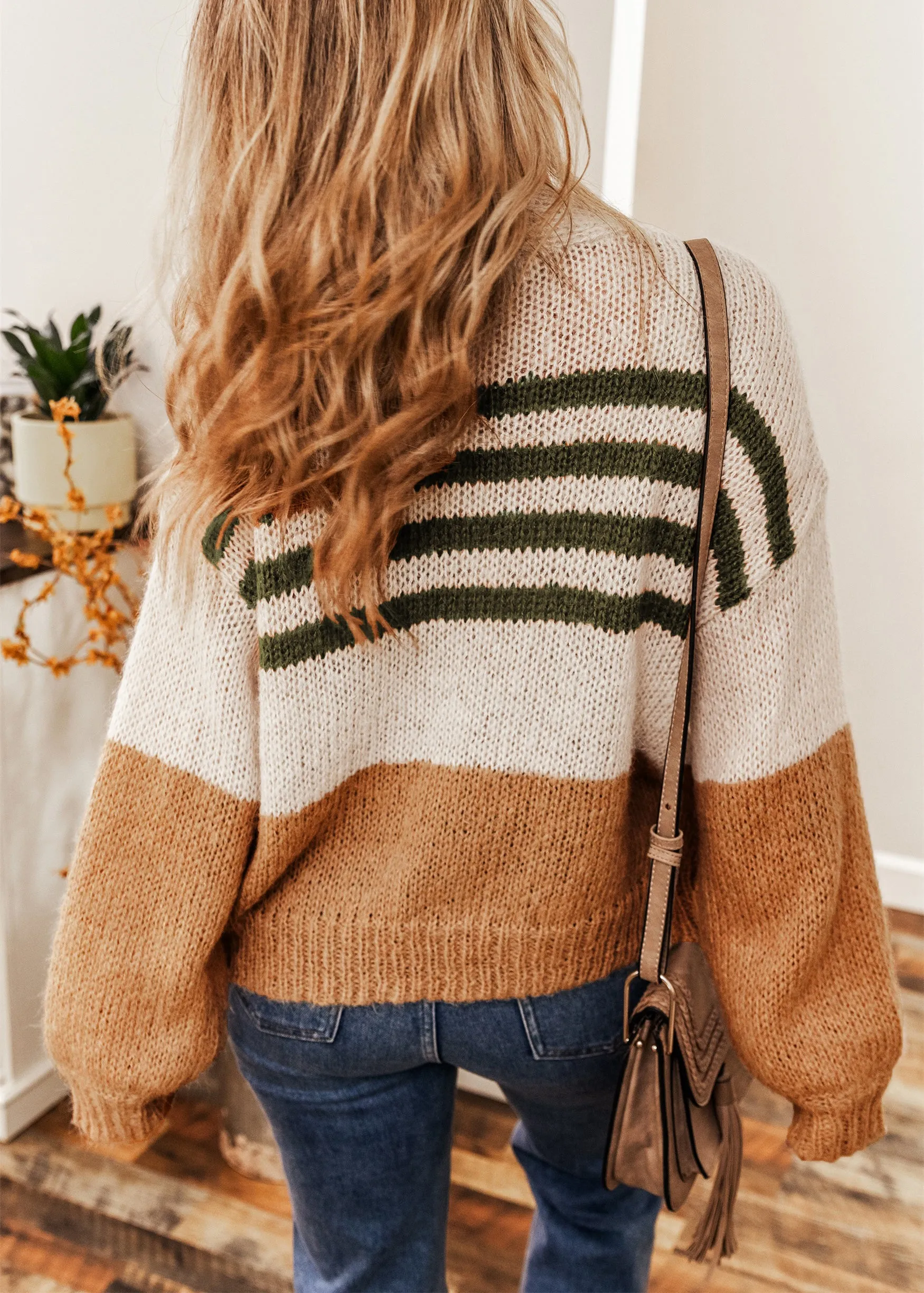 Colorblock Striped Open Cardigan