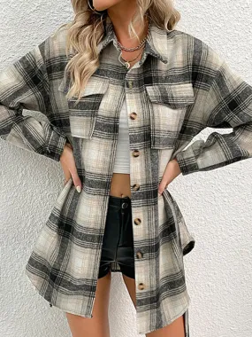 Comfy Plaid Jacket - Trendy Shirt Long Shacket