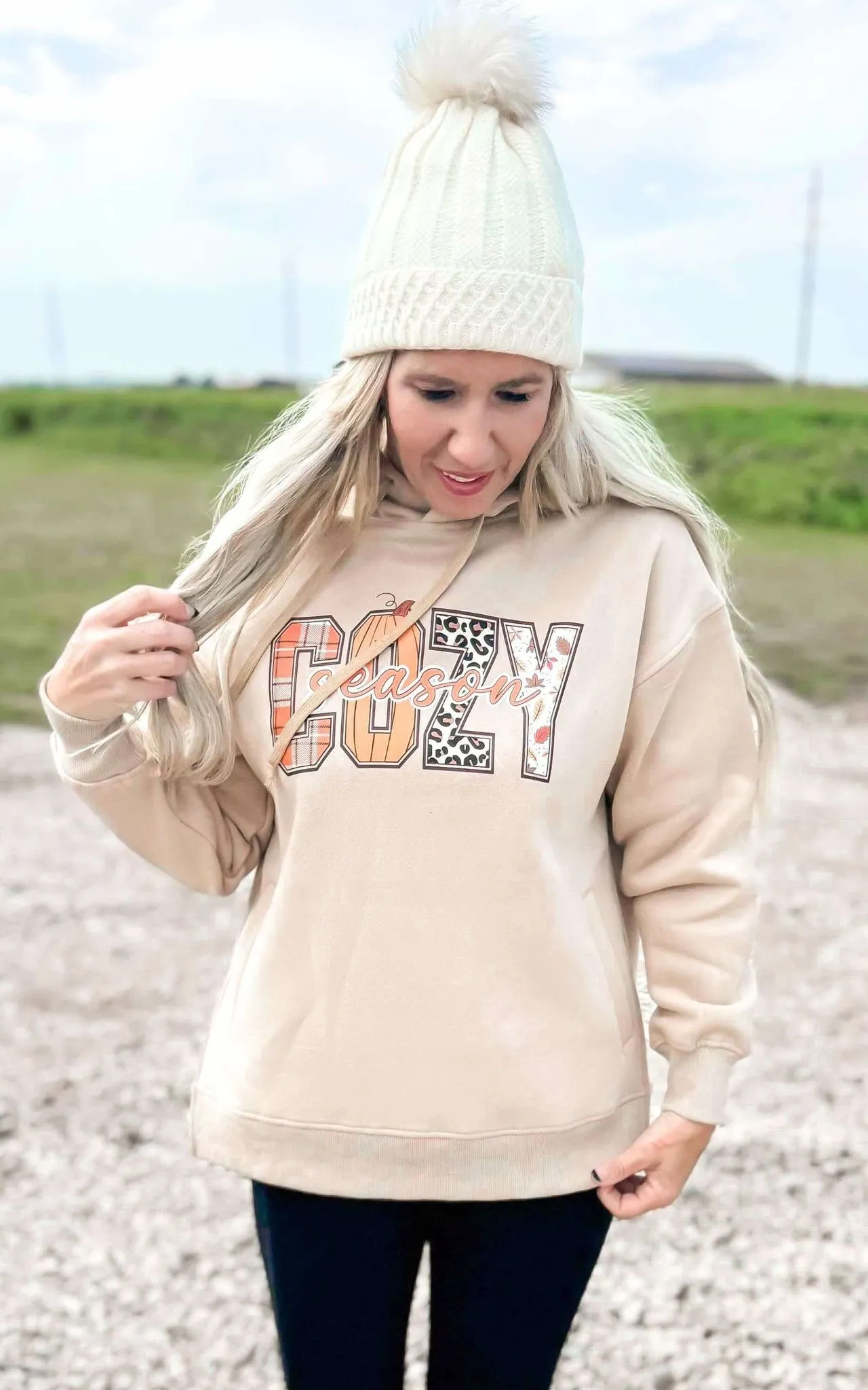 Cozy Season Taupe Side Slit Hoodie** - Final Sale