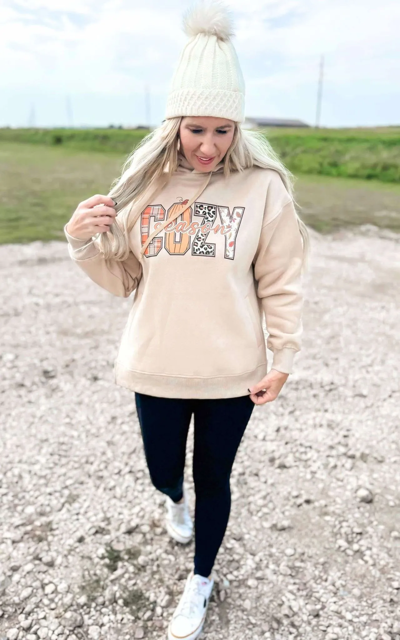 Cozy Season Taupe Side Slit Hoodie** - Final Sale