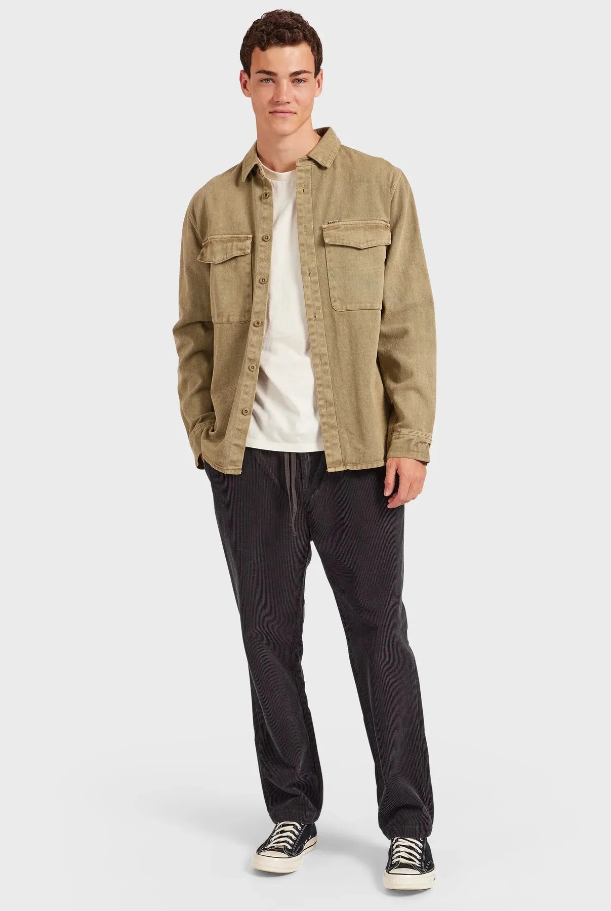 Essential Overshirt in Dune Green