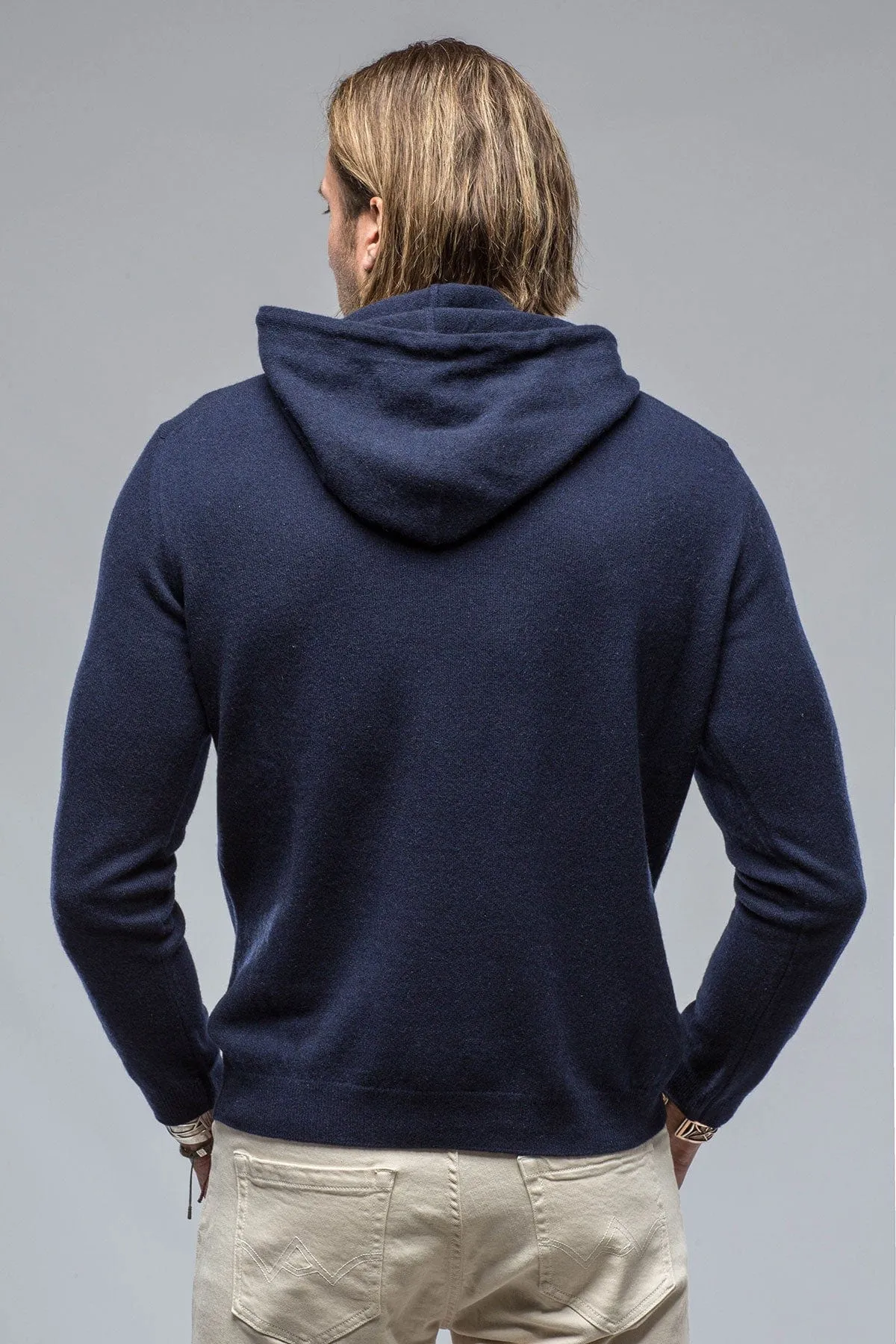 Florio Hooded Cashmere Sweater in Navy