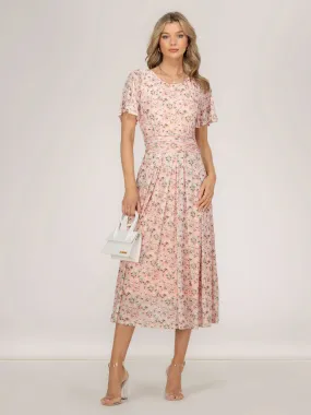 Giana Floral Midi Dress, Peach