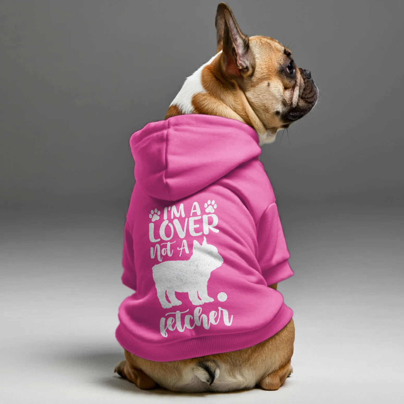 I’m a lover, not a fetcher - Personalized French Bulldog Hoodies with Funny Quotes – Stylish, Cozy, and Premium 100% Cotton