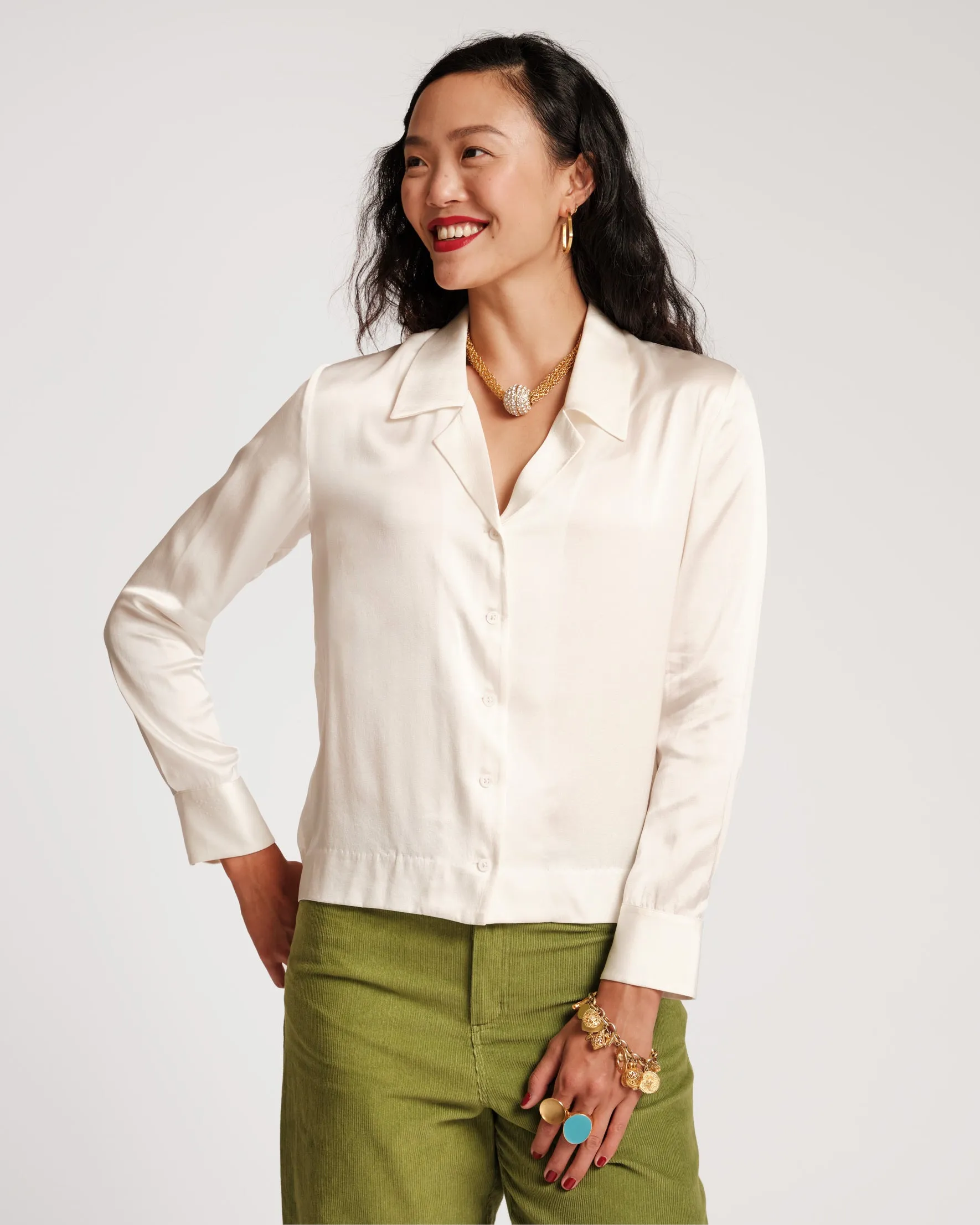 Katherine Silk Shirt Ivory