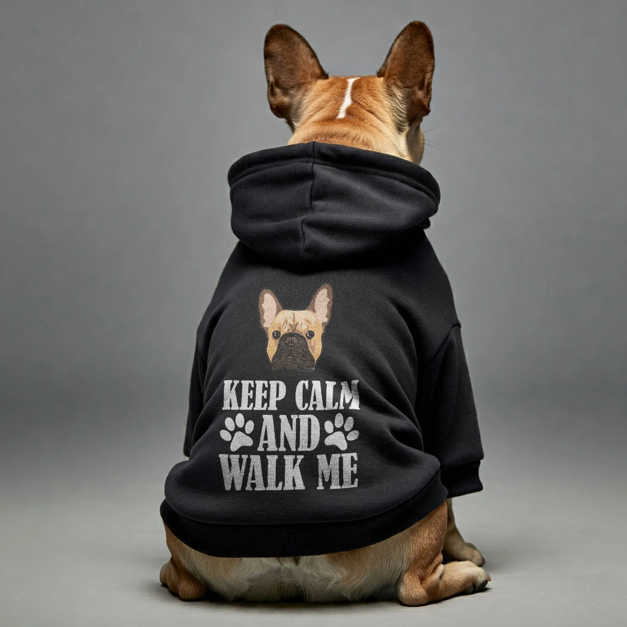 keep calm and walk with me - Personalized French Bulldog Hoodies with Funny Quotes – Stylish, Cozy, and Premium 100% Cotton