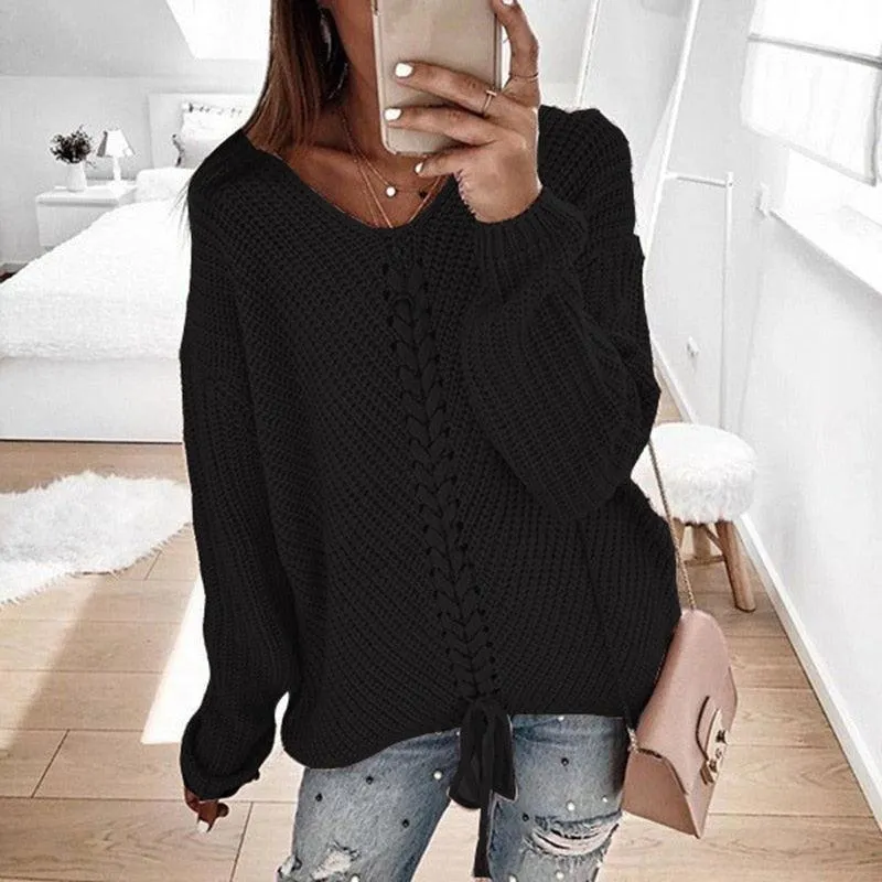 LACE-UP LOVE SWEATER