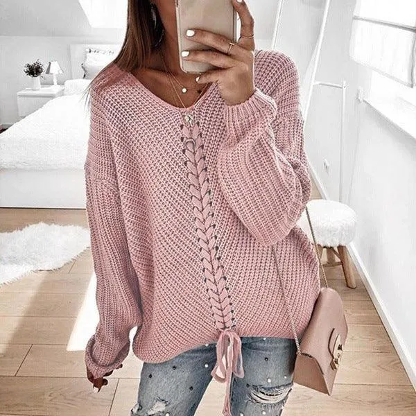 LACE-UP LOVE SWEATER