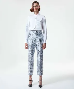 Machka Allover Contrast Floral Printed Pants Grey