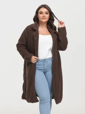 Midsize Trendy Funnel Lapel Lambswool Midi Coat