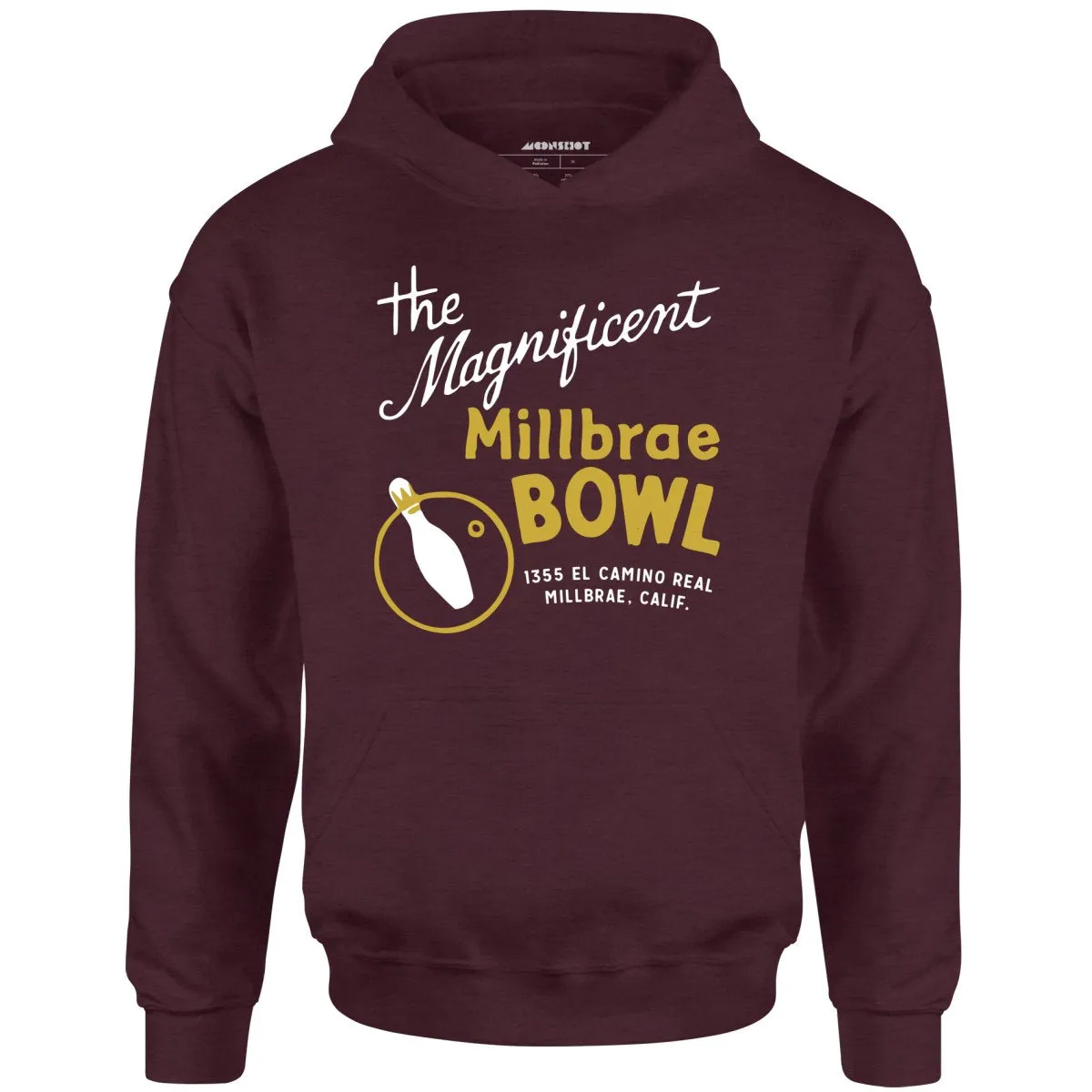 Millbrae Bowl - Millbrae, CA - Vintage Bowling Alley - Unisex Hoodie