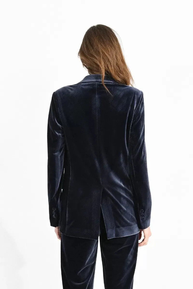 Molly Bracken Navy/Blue Fluid Velvet Blazer