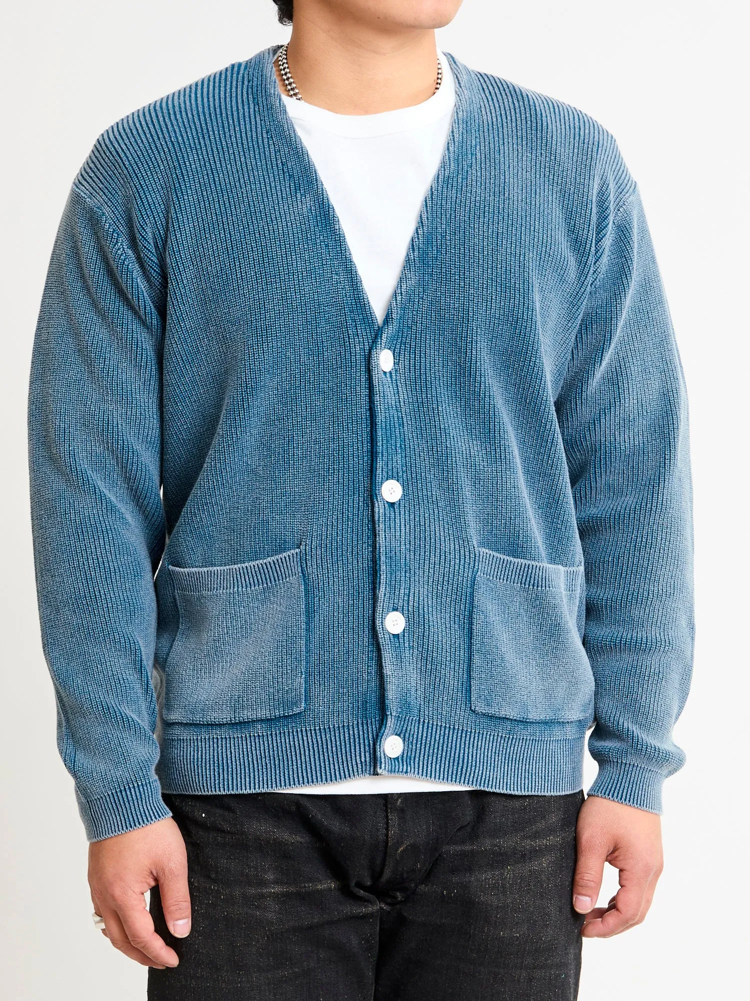 Pigment Dye Summer Cardigan in Faded Blue