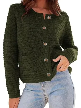 Round Neck Women Cardigan Sweater