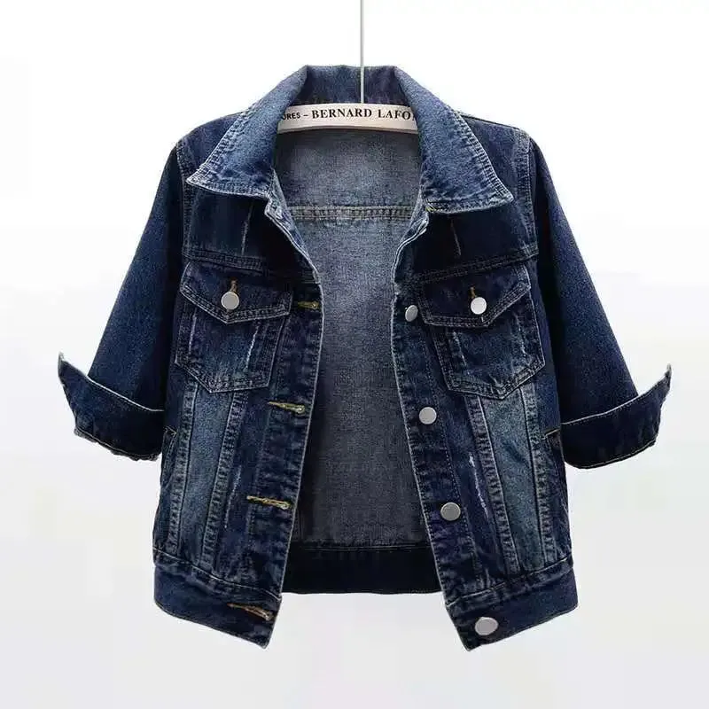 Trendy Denim Colorful Crop Jackets