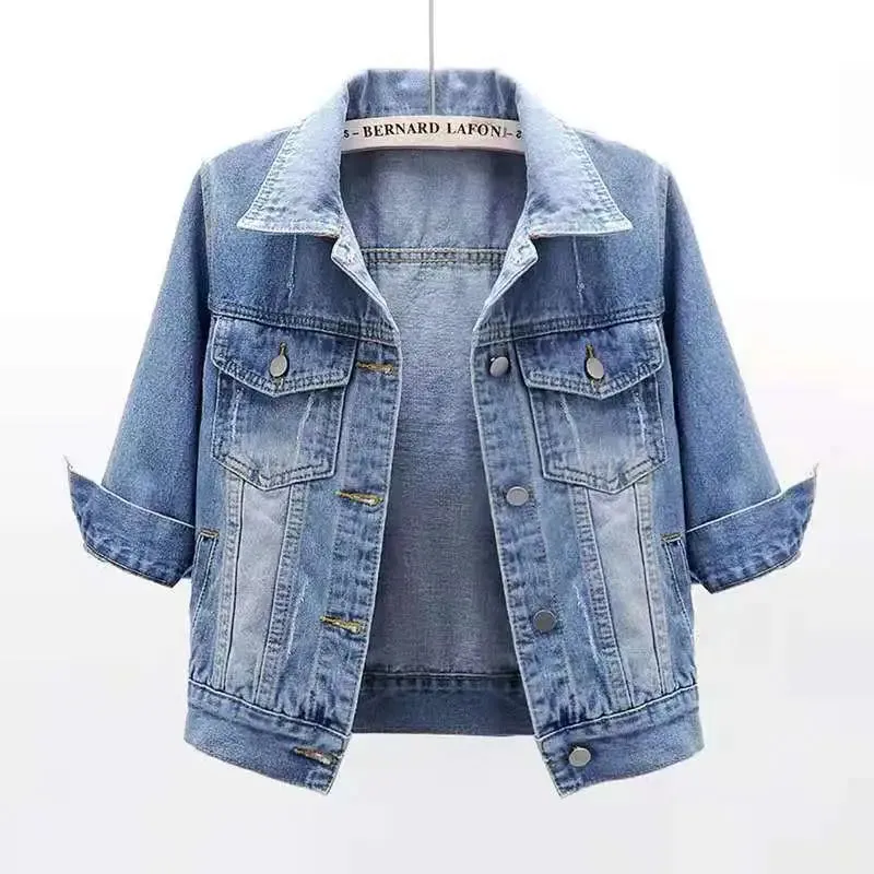 Trendy Denim Colorful Crop Jackets