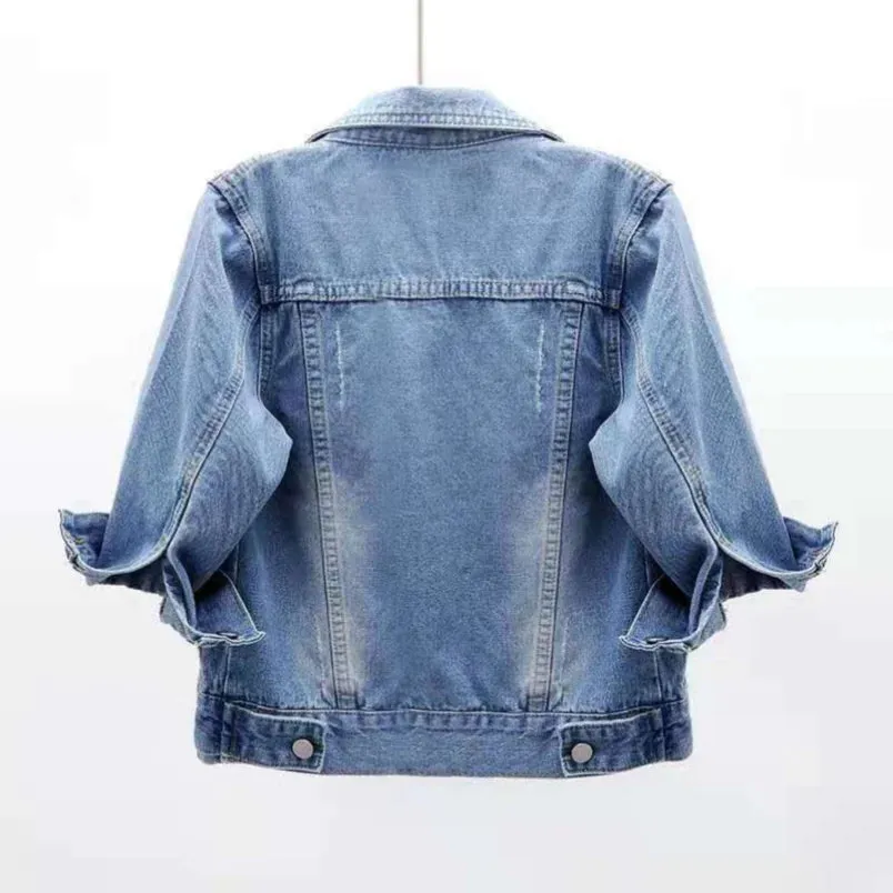 Trendy Denim Colorful Crop Jackets