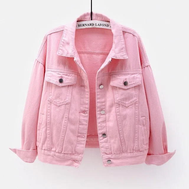 Trendy Solid Color Jean Casual loose Denim Jacket