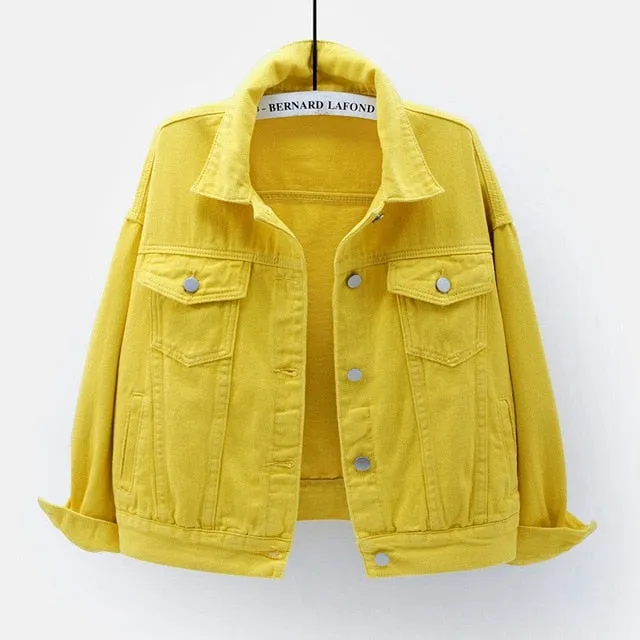 Trendy Solid Color Jean Casual loose Denim Jacket