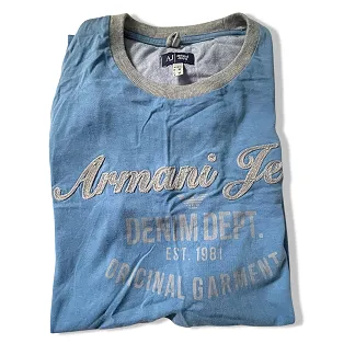 Vintage Blue Armani Jeans Denim Dept. Est. 1981 graphics mens crew neck medium tees