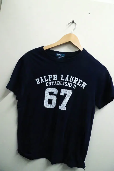 Vintage Ralph Lauren established 67 print blue womens tees