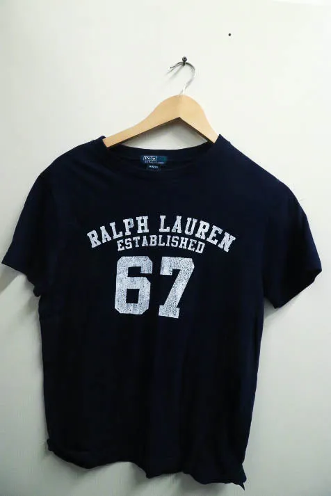 Vintage Ralph Lauren established 67 print blue womens tees