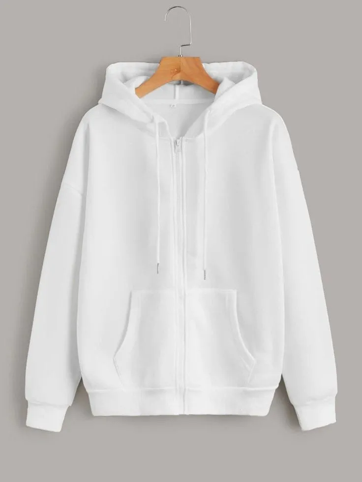 WHITE ZIPPER HOODIE