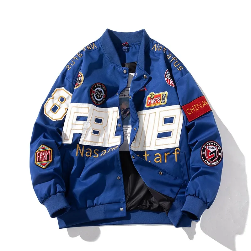 Winter trendy baseball jacket oversize racing suit embroidered jacket